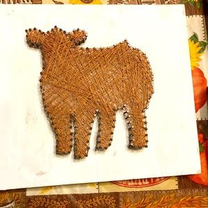 Handcrafted string art fluffy steer